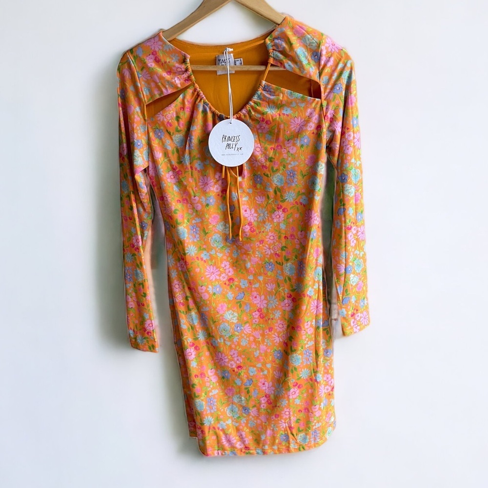 NWT Princess Polly Juliette Long Sleeve Mini Dress Orange Size​ 6
